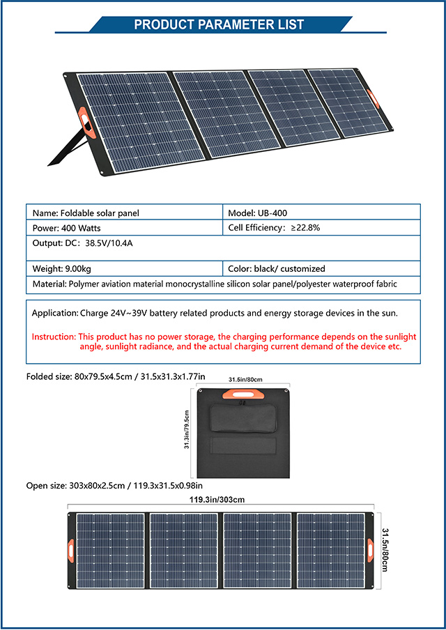 Monokristallines Silizium-Solarmodul für den Außenbereich, tragbare Photovoltaik-Falttasche