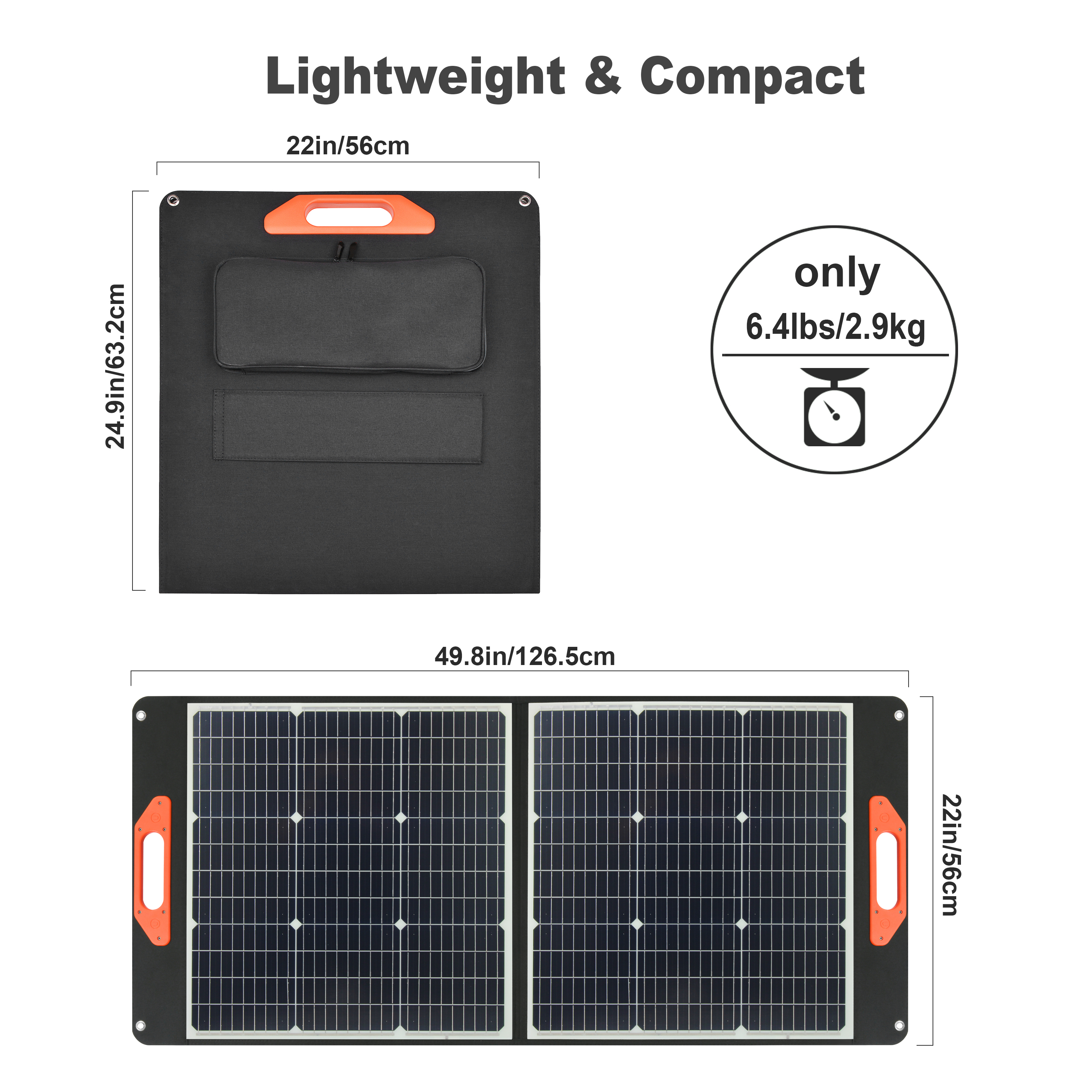 60 W leichtes, faltbares Solarpanel, tragbares Batteriepanel-Netzteil