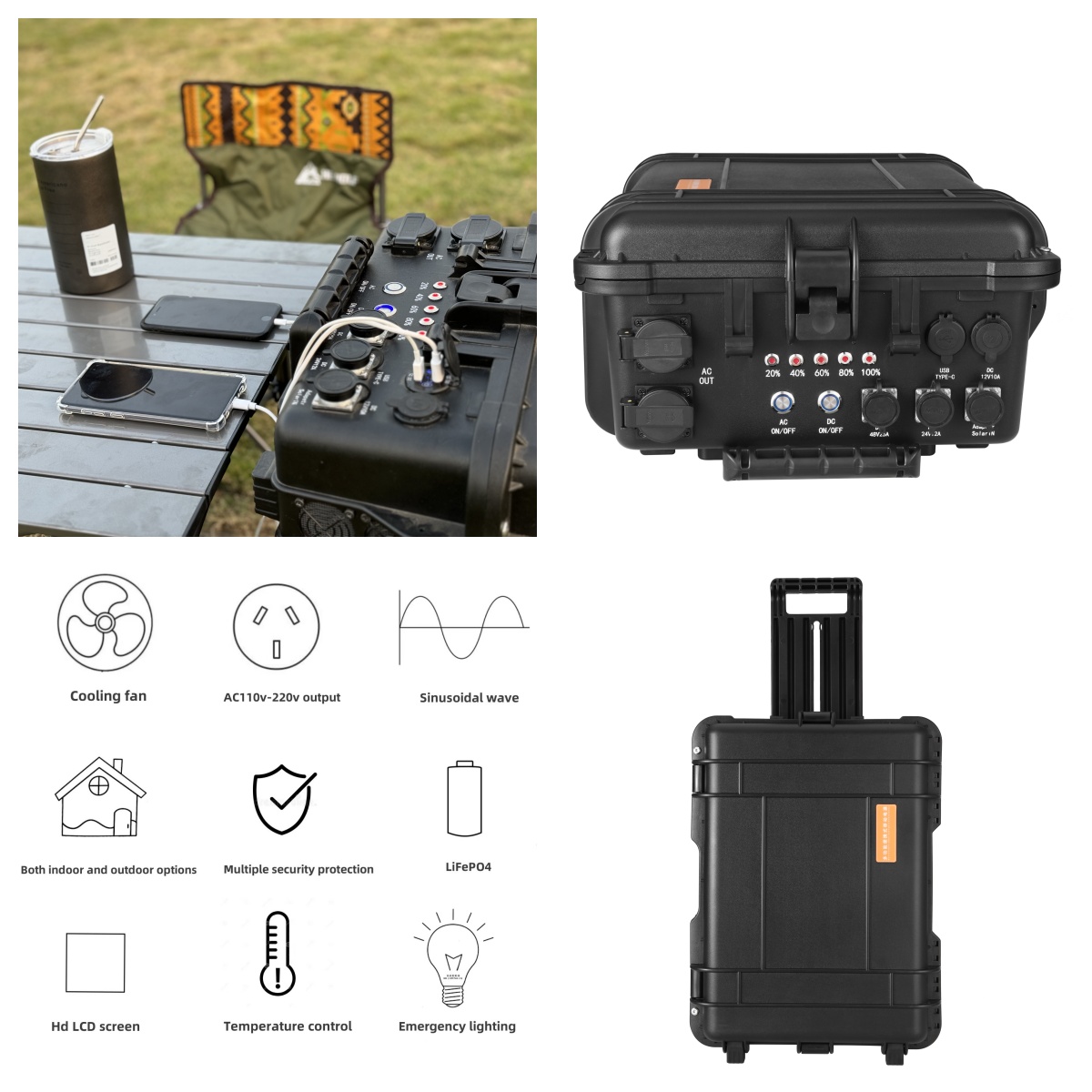 Camping Drone 5000W reine Sinuswelle Solar Outdoor Notfall tragbare Kraftwerk